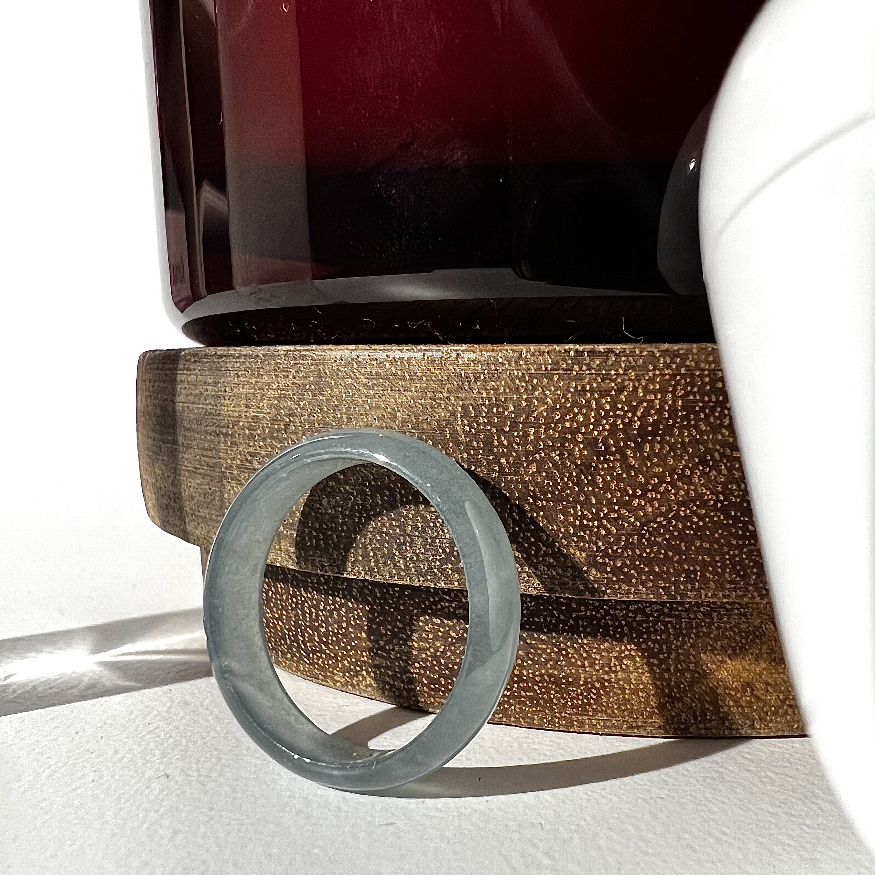 a photo of a ring cut from jade stone