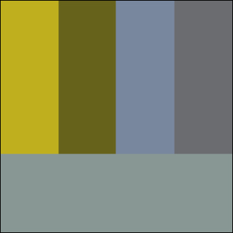 the first iteration of the colour palette chosen from the photo of people playing soccer on a field at night, in order of left to right, top to bottom: land, road, greenspace, land, water