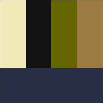 the first iteration of the colour palette chosen from the photo of people playing soccer on a field at night, in order of left to right, top to bottom: land, road, greenspace, land, water